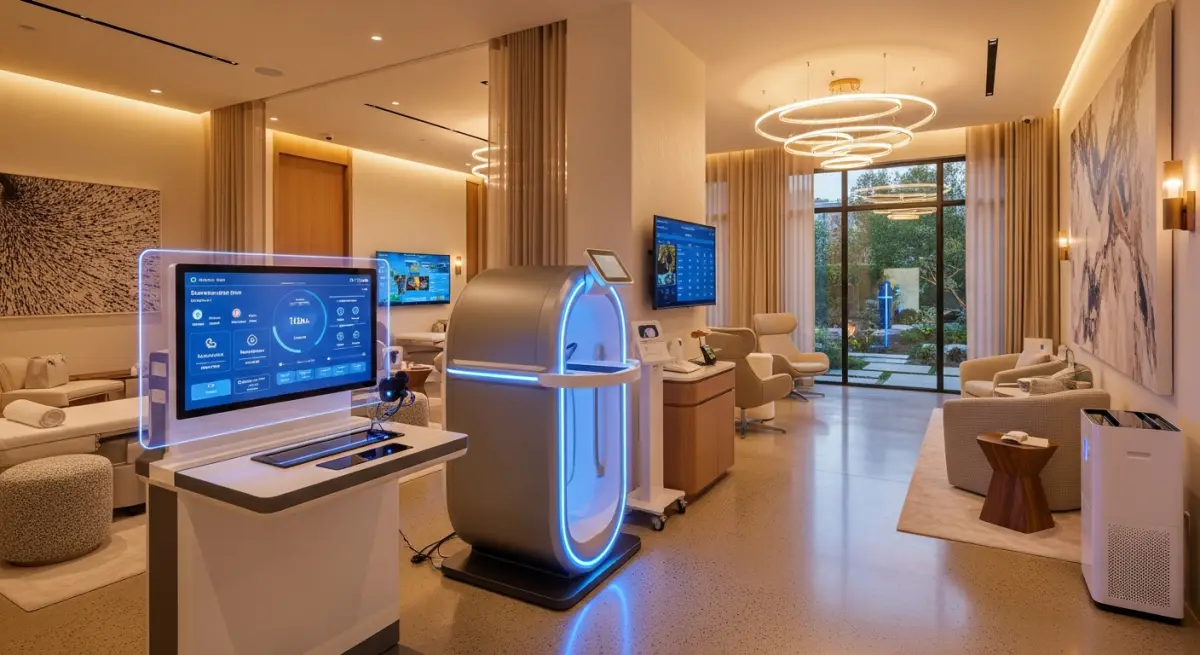 Premium anti-aging consultation with physician reviewing biomarker results on tablet